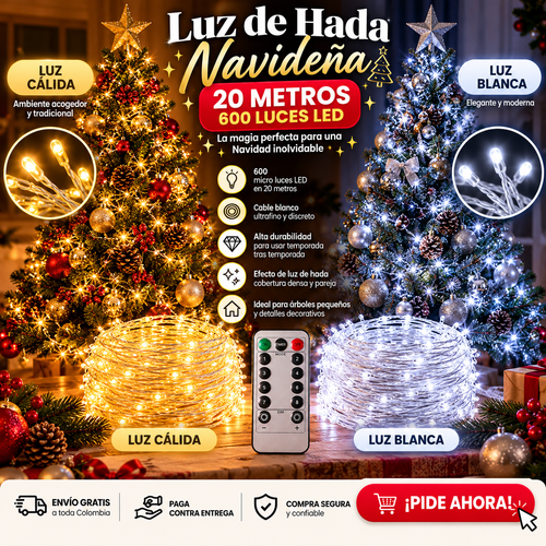 Luz de Hada Navideña 20 m · 600 LED