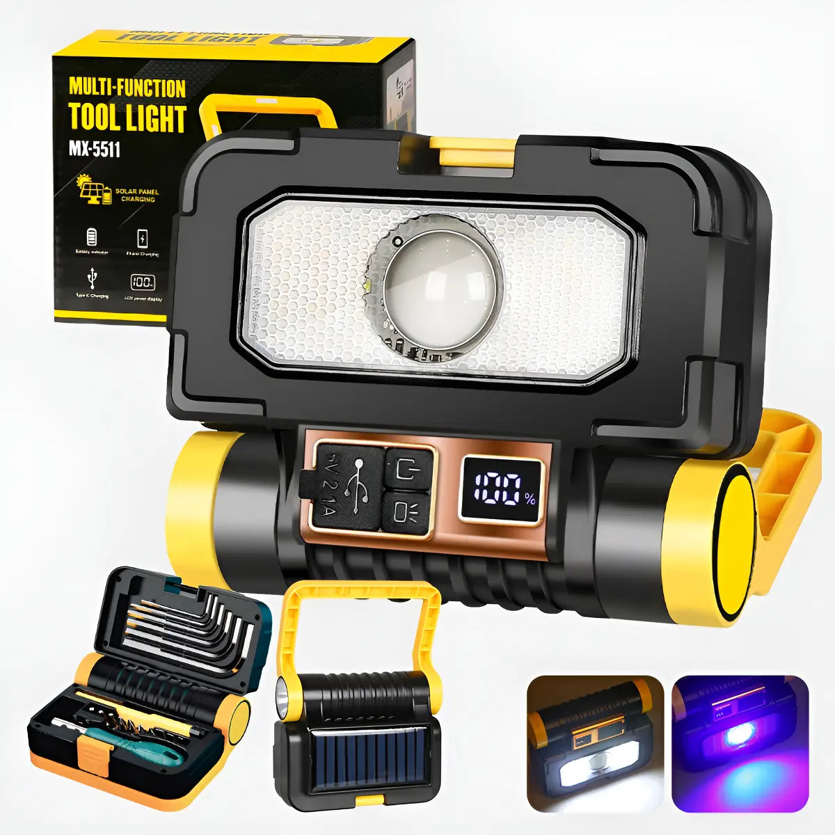 Linterna multiherramienta solar MX 5511 con panel solar y destornillador incluido