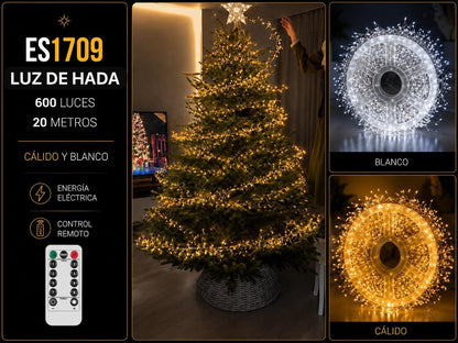 Luz de hada navideña 20 metros 600 LED
